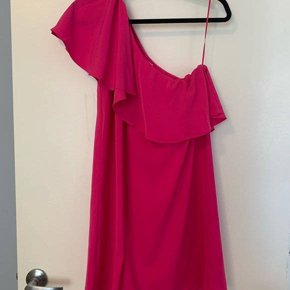 Magenta one shoulder dress - Picture 2 of 4